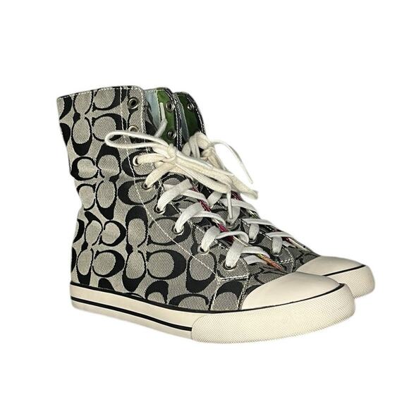 Womens Coach Bonney Signature Canvas Twill High-Top Sneakers Size 6.5 - Picture 3 of 6